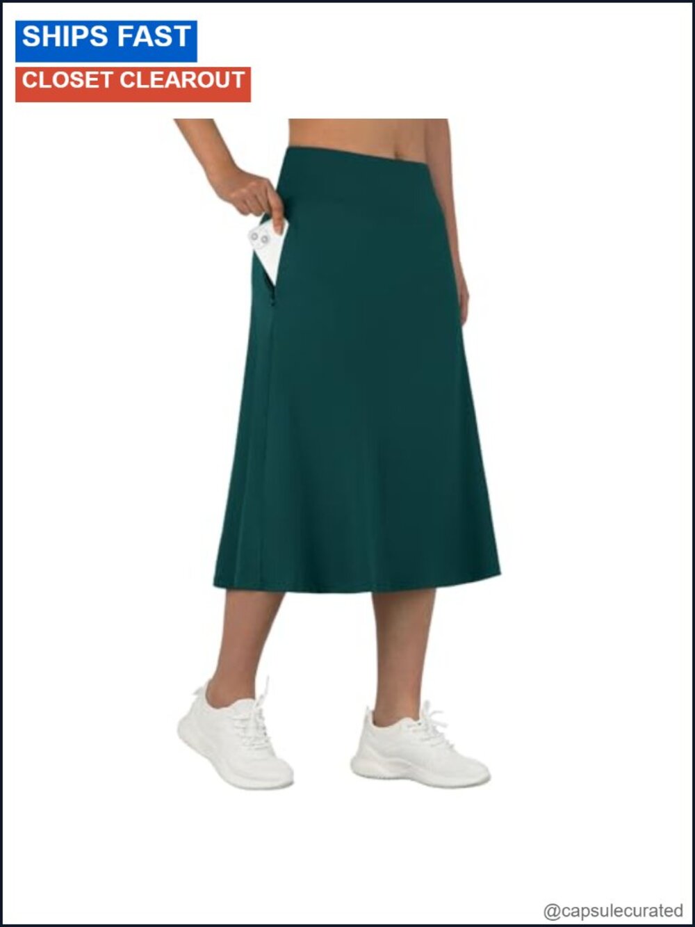 Women Midi Long Skorts Knee Length Athletic Skirt with Pockets